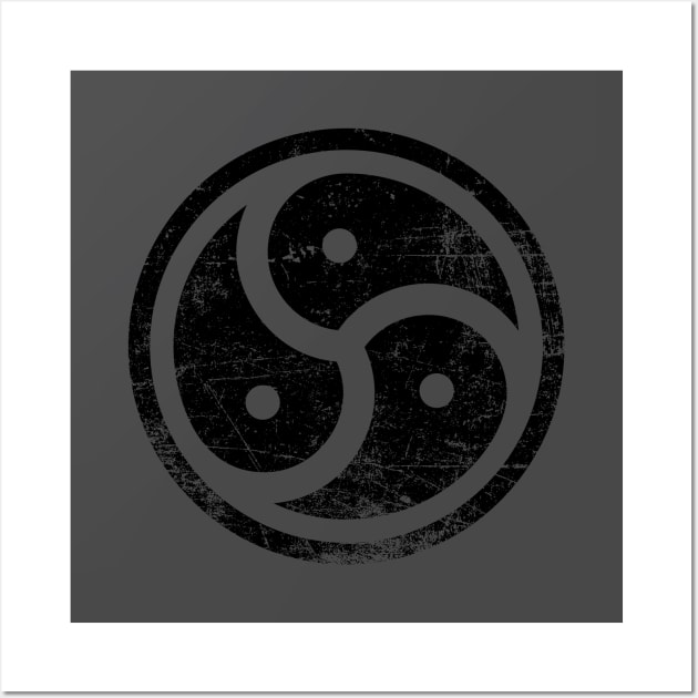 Triskelion BDSM Symbol Distressed Vintage Wall Art by ClothedCircuit